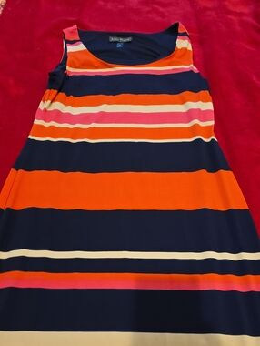 Jessica Howard Navy, Orange, Pink & Cream Striped Maxi Dress